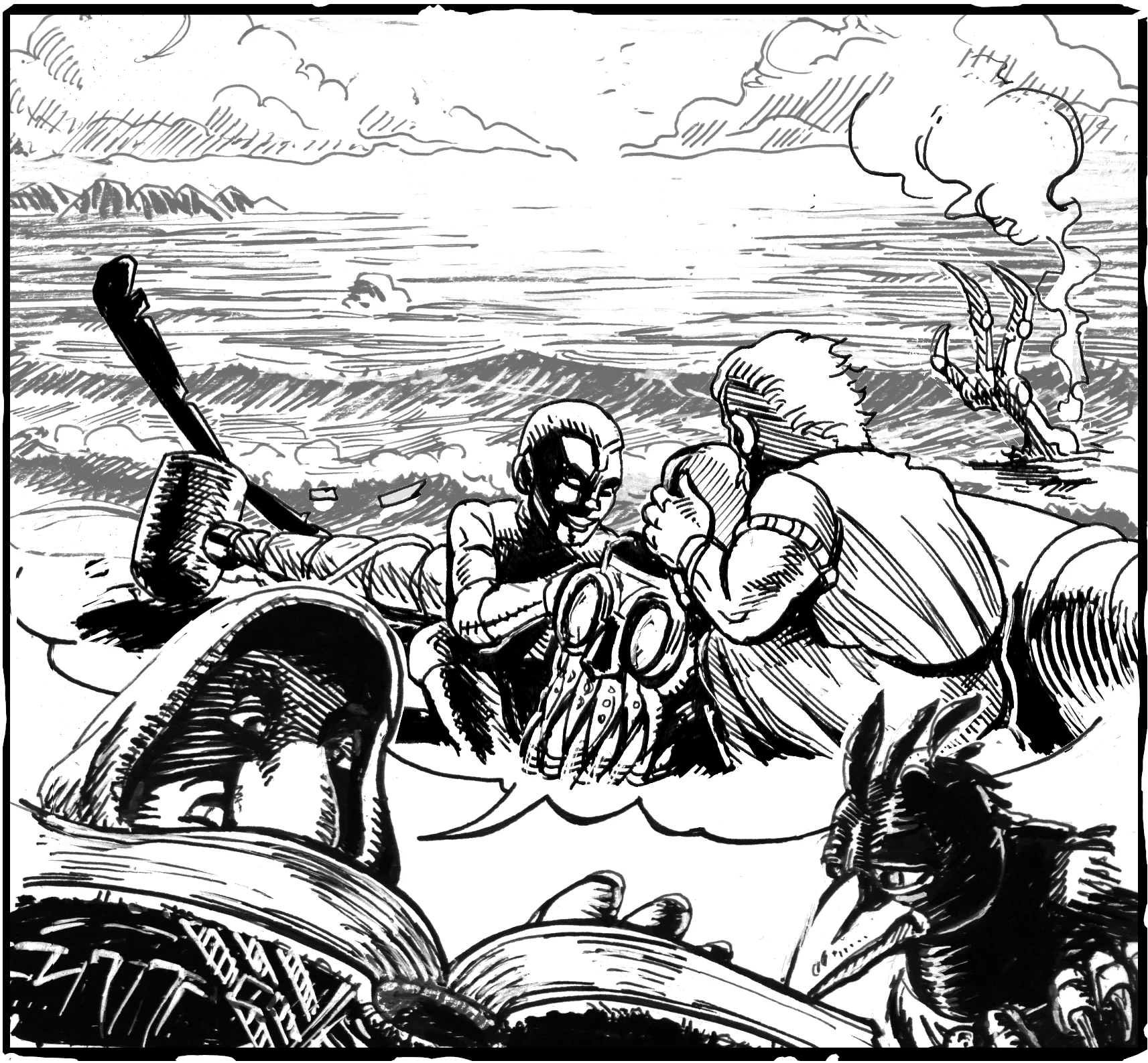 el plan funcionó casi a la perfección y usando el pulso electromagnético, el par de ARP1 que vigilaban el acceso a la playa cayeron